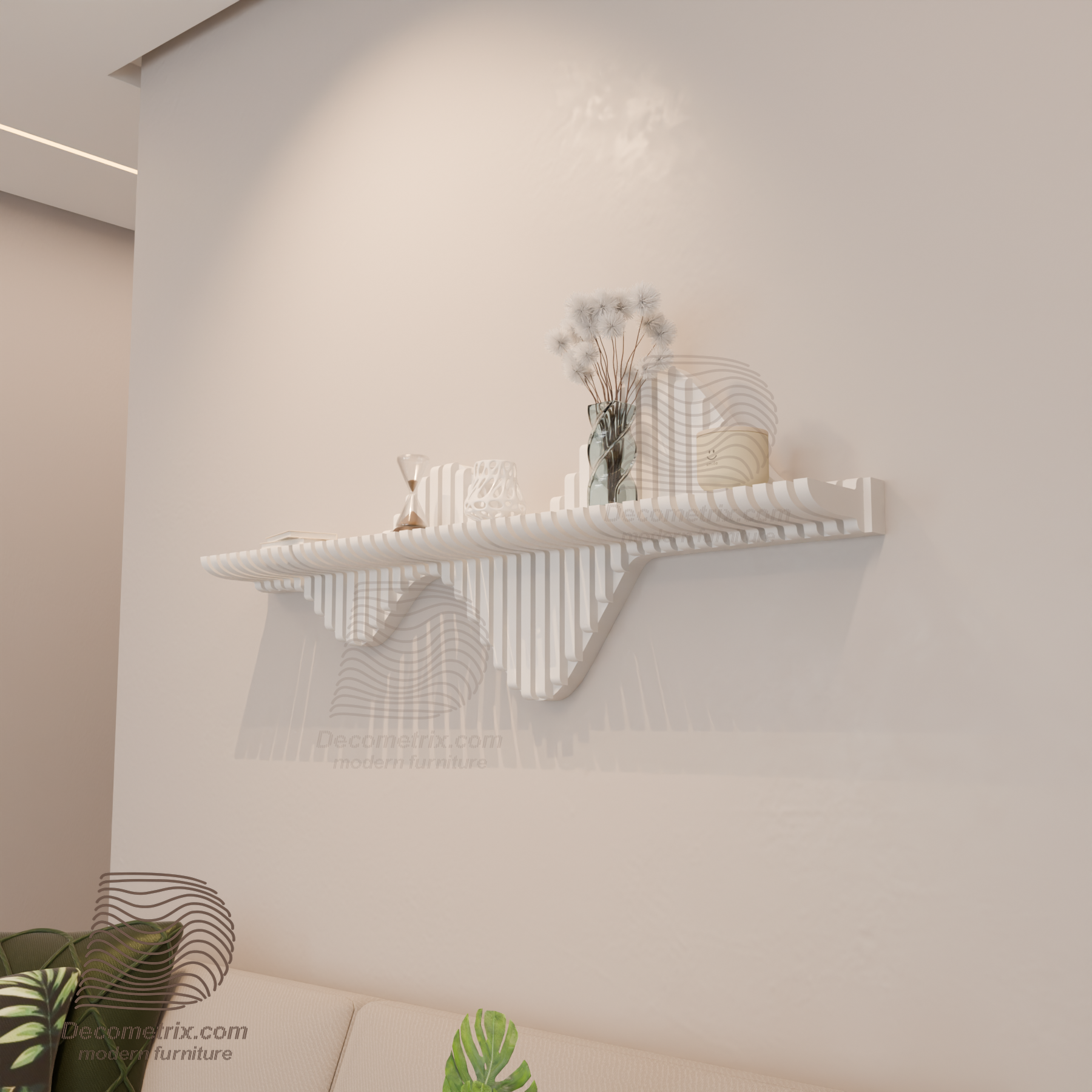 رف جداري براميترية أبيض