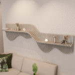 رف جداري براميترية مموج من خشب mdf — موديل u6