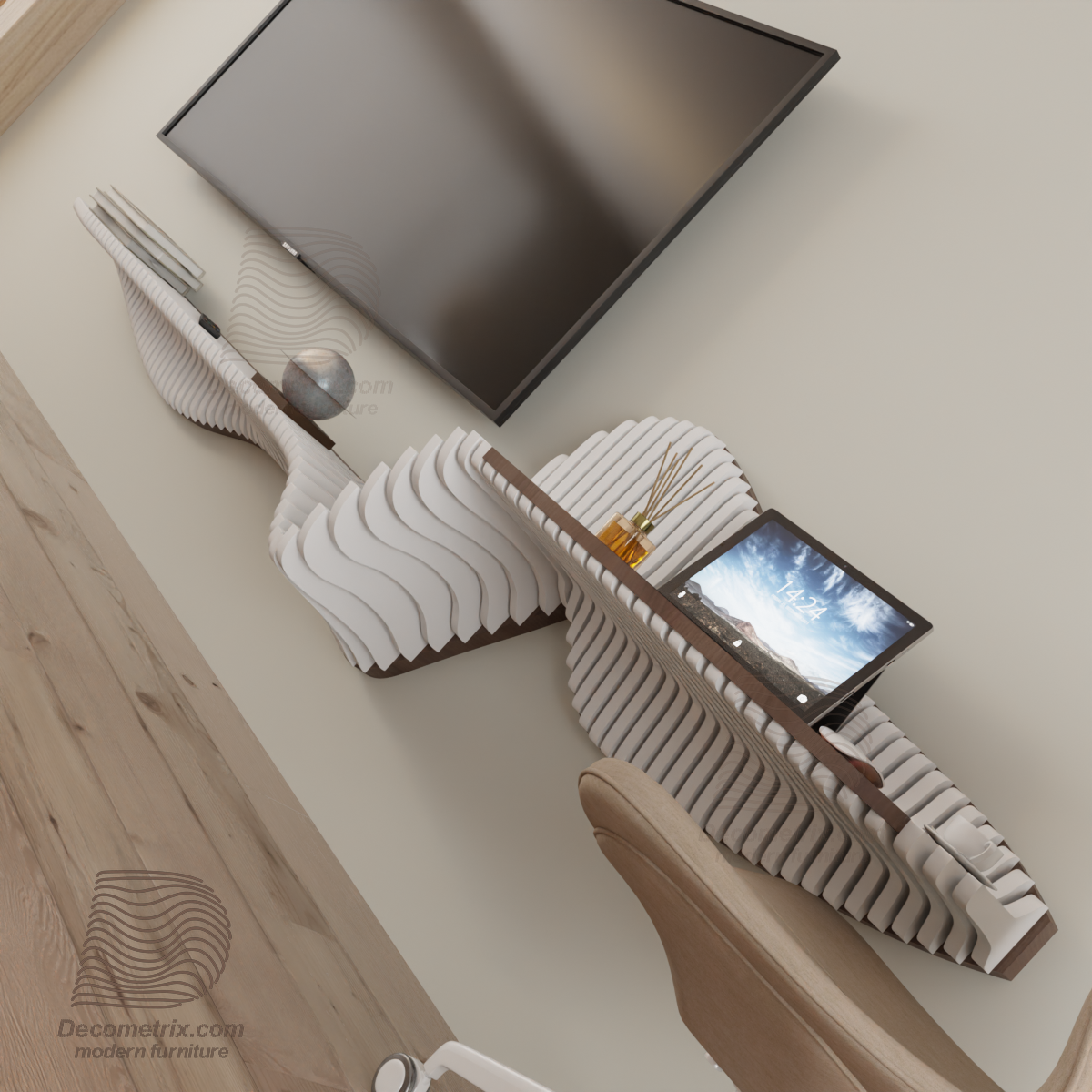 تصميم براميترية – مكتب وتلفاز