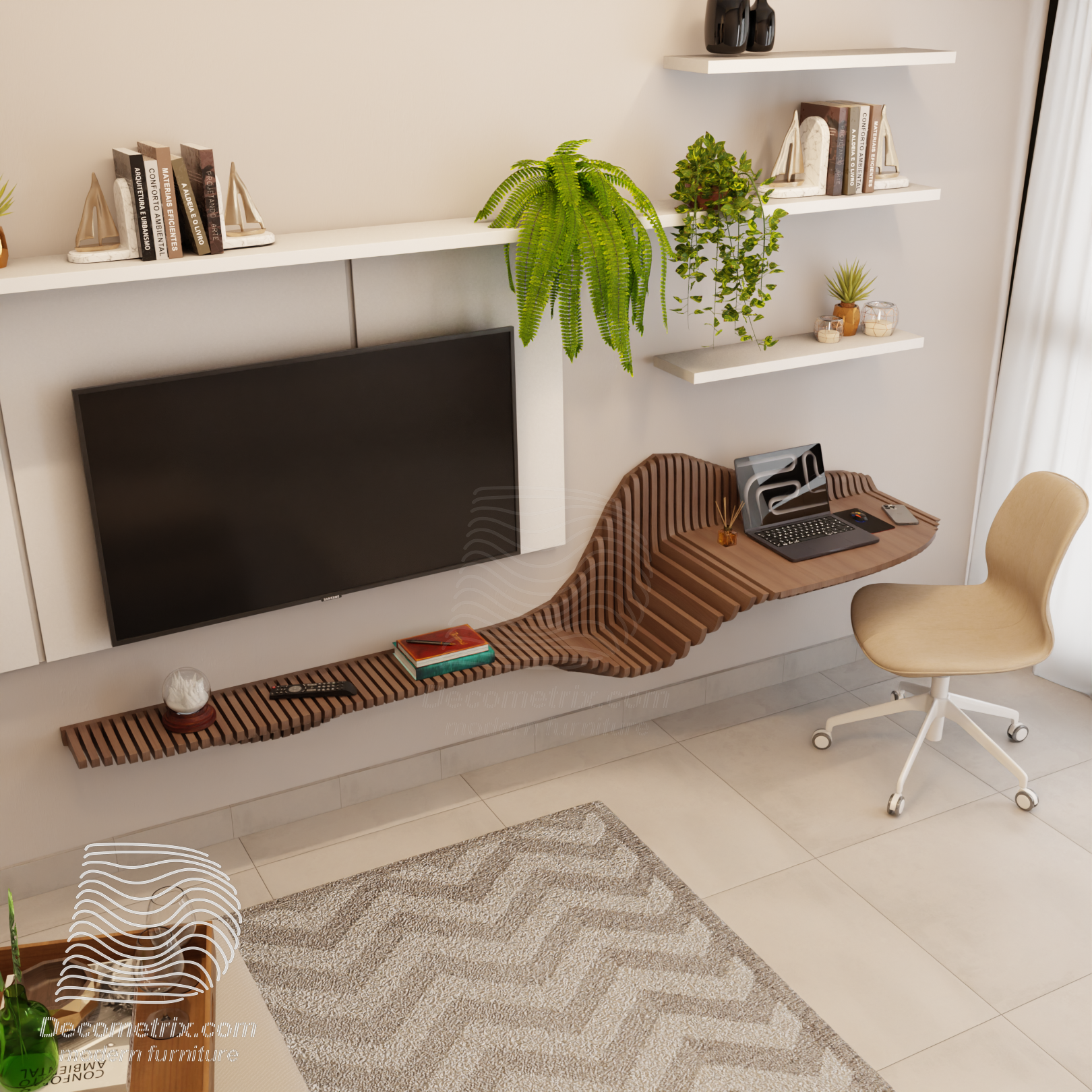 Meuble TV et bureau paramétrique